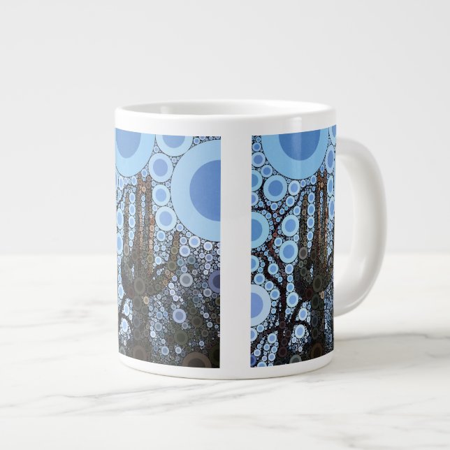 Taza De Café Grande Mosaico del círculo concéntrico del cactus del (Derecha)