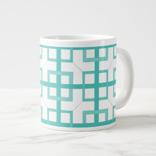Taza De Café Grande Mug - Cuadrados de Aqua entretejidos