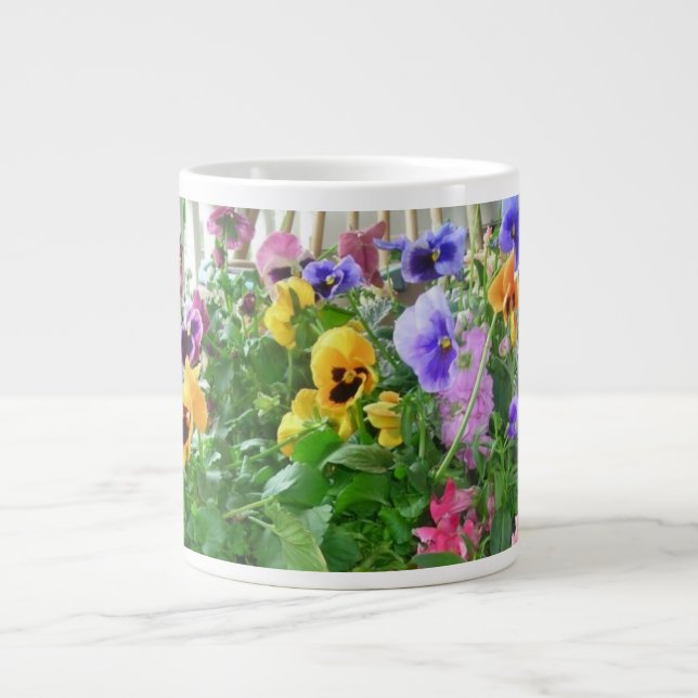 Taza De Café Grande Mug de especialidad de Panoramic Pansies (Frente)