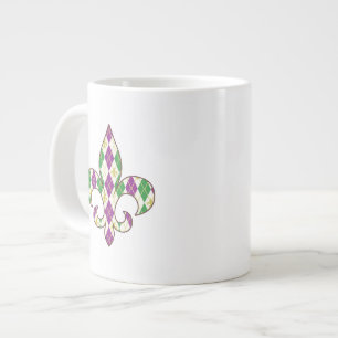 Taza De Café Grande Mug de especialidad Mardi Gras Argyle