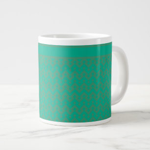 Taza De Café Grande Mug de tamaño gigantesco, patrón geométrico verde
