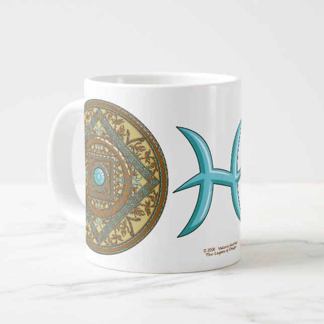 Taza De Café Grande Mug Especialidad Pisces Mandala (Izquierda)