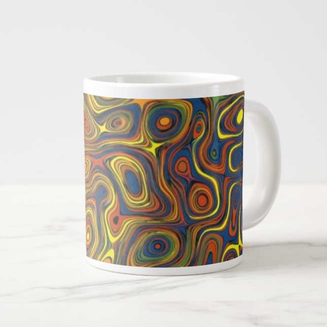 Taza De Café Grande Mug Jumbo Crazy Swirls, Diseño Resumen (Derecha)