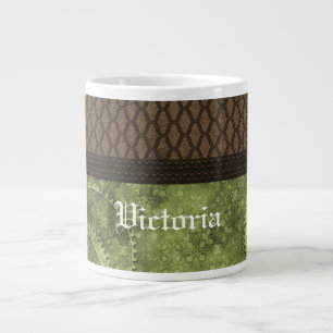 Taza De Café Grande Mug Jumbo Jumbo Gear Steampunk metalizado, Verde