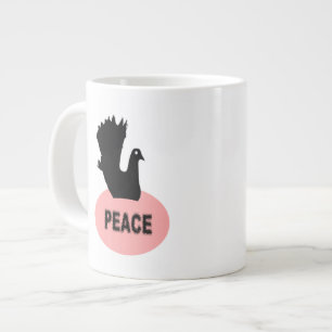 Taza De Café Grande Mug negro y rosa de la paloma de la paz