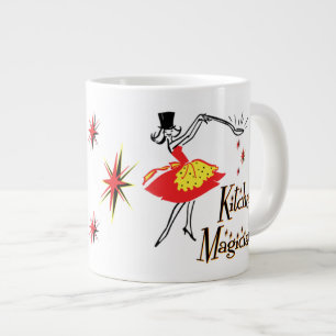 Taza De Café Grande Mugre de arte retro mago de la cocina