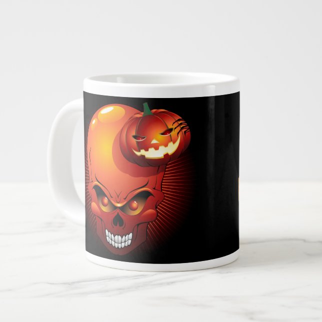 Taza De Café Grande Mugre de cráneo y calabaza de Halloween (Izquierda)