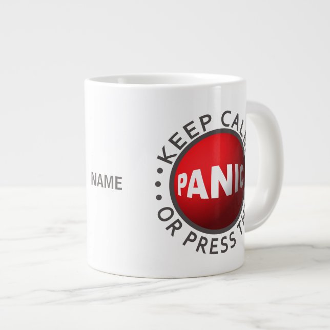 Taza De Café Grande Mugs de personalizado de botón de pánico (Derecha)
