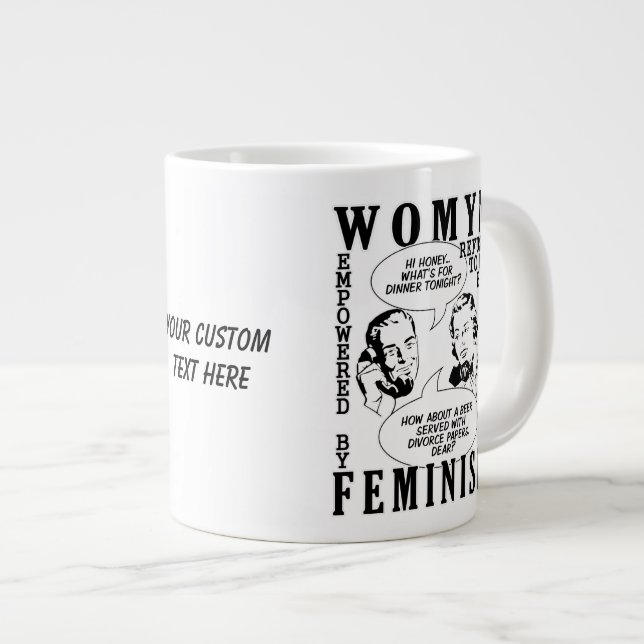 Taza De Café Grande Mugs retro feministas de humor (Derecha)