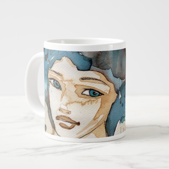 Taza De Café Grande Mujer azul (Izquierda)