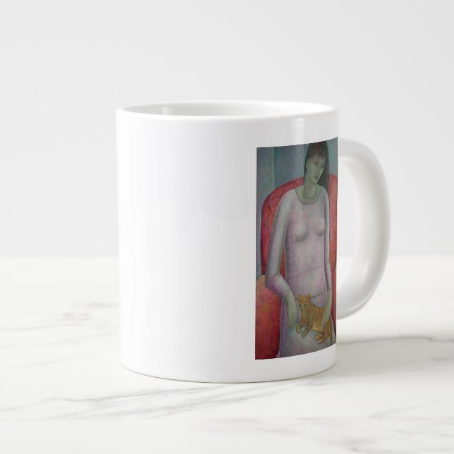 Taza De Café Grande Mujer con el gato 2014 (Derecha)