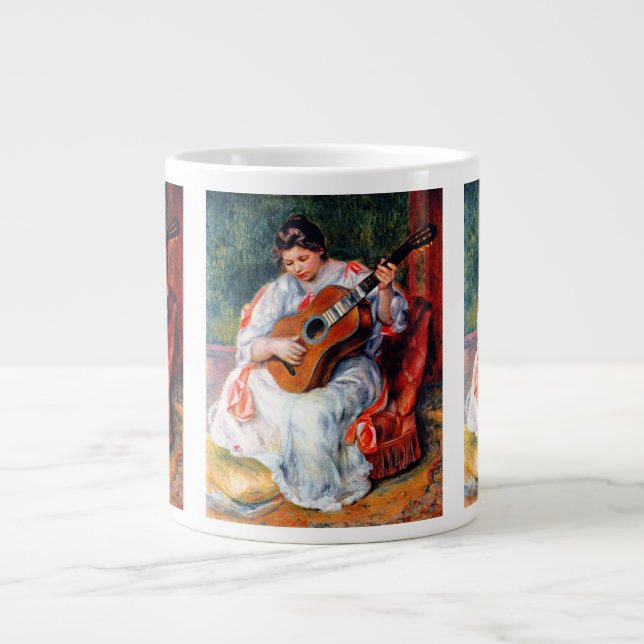 Taza De Café Grande Mujer tocando la guitarra, de Pierre Renoir (Frente)