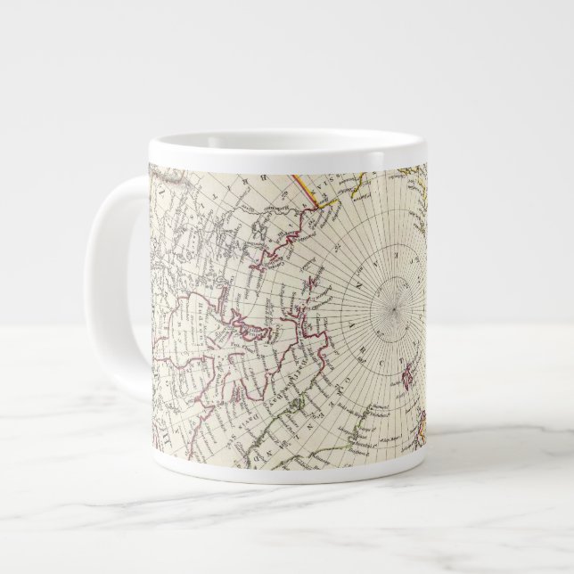 Taza De Café Grande Mundo, proj gnomónico V Polo Norte 45 N Lat (Izquierda)