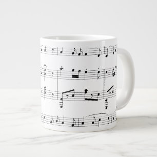 Taza De Café Grande Música de hojas blancas