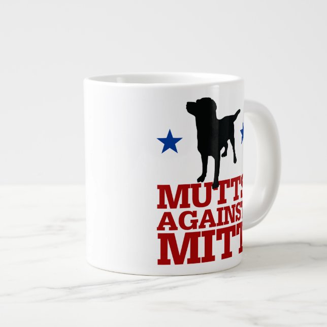 Taza De Café Grande Mutts contra el mitón (Derecha)