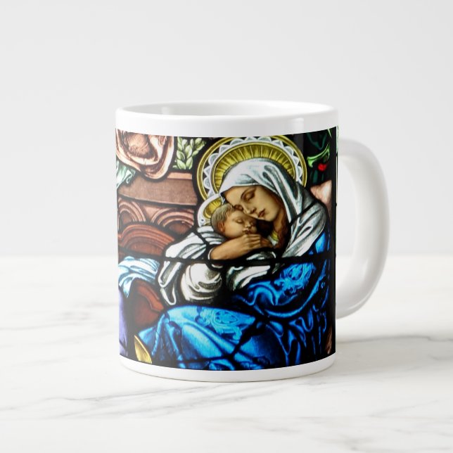 Taza De Café Grande Nacimiento del vitral de Jesús (Derecha)