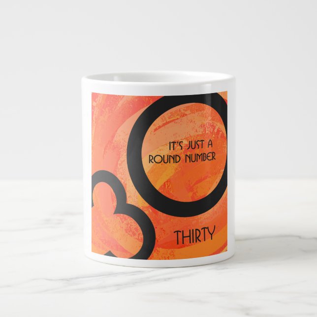 Taza De Café Grande Naranja 30 Década Cumpleaños (Frente)