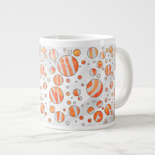 Taza De Café Grande Naranja cebra y punto de polka blanca