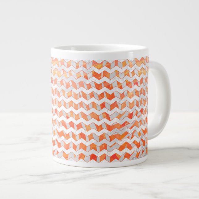 Taza De Café Grande Naranja de cebra y impresión en blanco (Derecha)