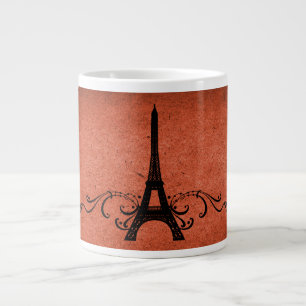 Taza De Café Grande Naranja Vintage French Flourish