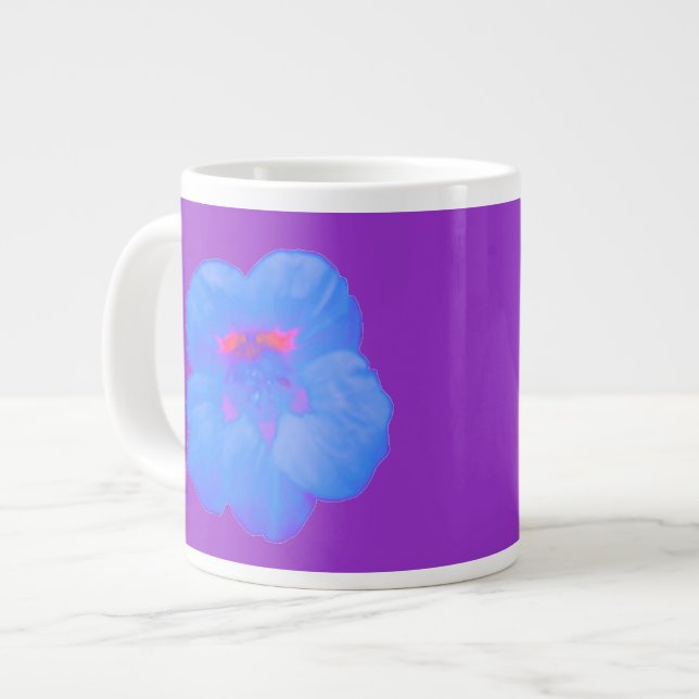 Taza De Café Grande Nasturtium Bright Blue Mug (Izquierda)