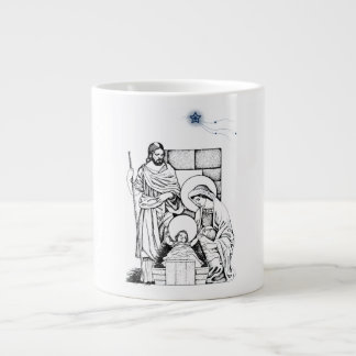Taza De Café Grande Natividad original azul y blanco