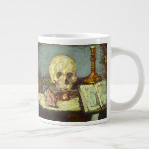 Taza De Café Grande Naturaleza Muerta con Calavera, Vela, Libro de Pau