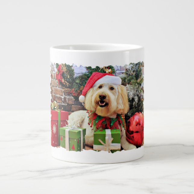 Taza De Café Grande Navidad - GoldenDoodle - Bella (Frente)