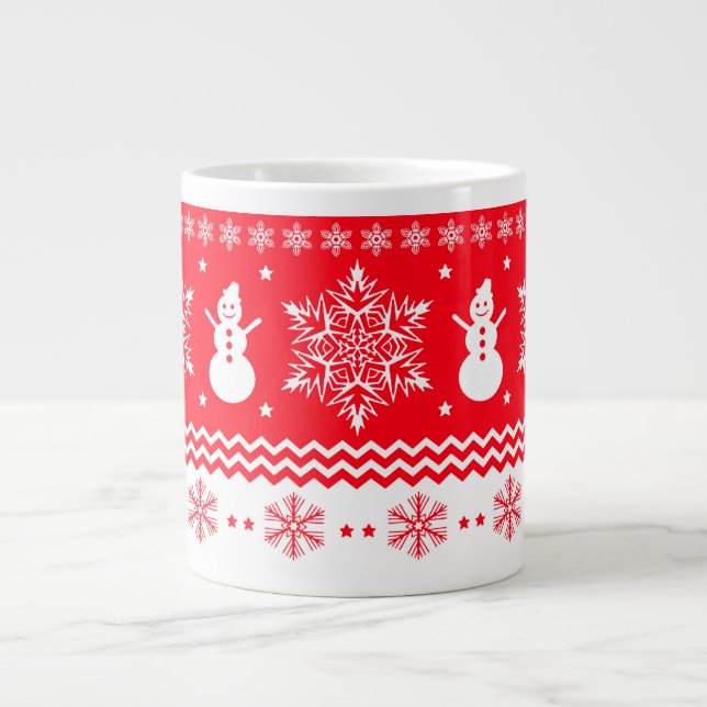 Taza De Café Grande Navidad rojo y blanco (Frente)