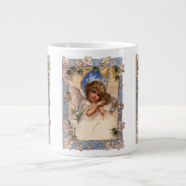 Taza De Café Grande Navidad vintage, Ángel victoriano con campanas de