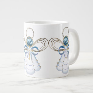 Taza De Café Grande Navidades Ángel de Fe Elegante Oro Azul