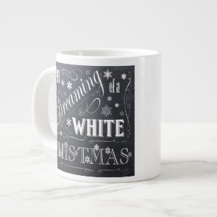 Taza De Café Grande navidades blancos de pizarra de vacaciones