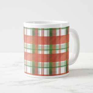 Taza De Café Grande Navidades de Madras Plaid