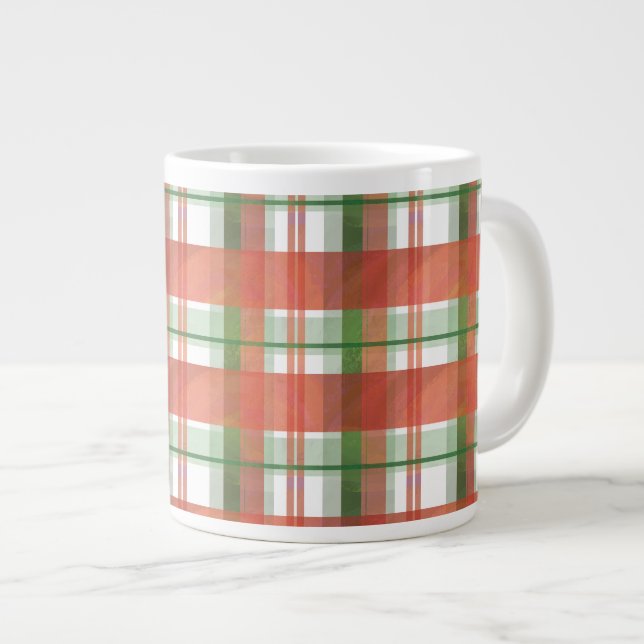 Taza De Café Grande Navidades de Madras Plaid (Derecha)