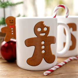 Taza De Café Grande Navidades Monogramas de Cute Gingerbread Man Cooki