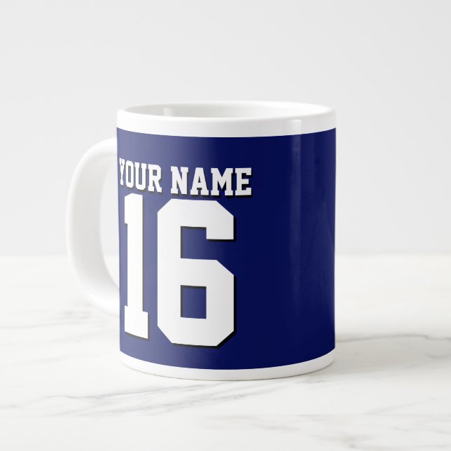 Taza De Café Grande Navy Blue Sports Jersey (Izquierda)