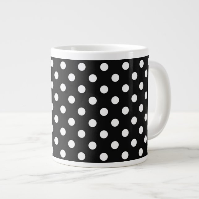 Taza De Café Grande Negro con puntos blancos (Derecha)
