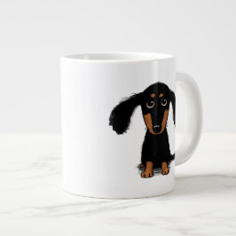 Taza De Café Grande Negro morado y Perro cachorro de Tan Dachshund