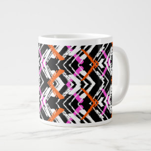 Taza De Café Grande Negro, naranja, y modelo dibujado mano de la