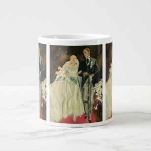 Taza De Café Grande Novios recién casados de boda Art Déco vintage