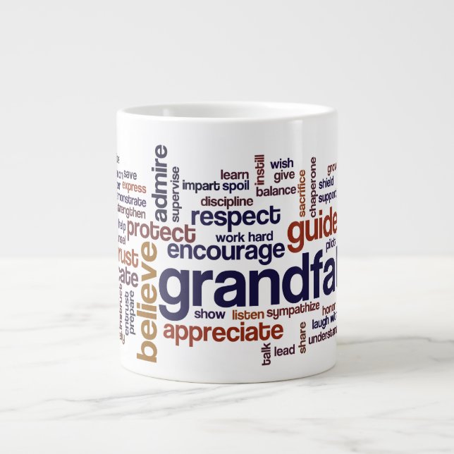 Taza De Café Grande Nube de abuelo de la palabra (Frente)