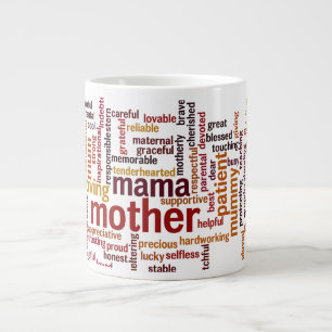 Taza De Café Grande Nube de la palabra de la madre