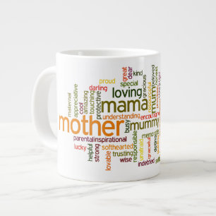 Taza De Café Grande Nube de la palabra de la madre