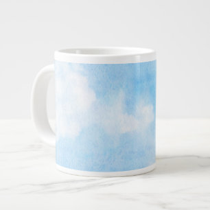 Taza De Café Grande Nubes de la acuarela y fondo del cielo