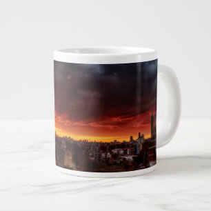 Taza De Café Grande Nubes, puesta del sol y rojo