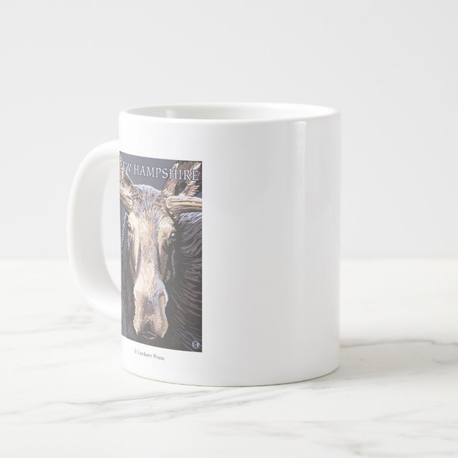 Taza De Café Grande Nuevo de HampshireMoose cierre para arriba (Izquierda)