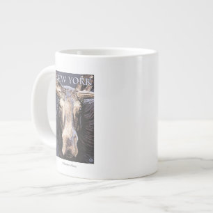 Taza De Café Grande Nuevo de YorkMoose cierre para arriba