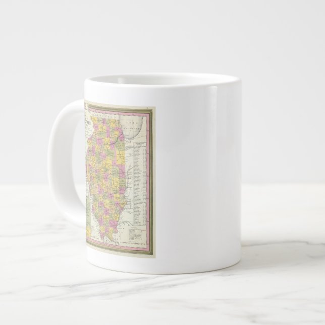 Taza De Café Grande Nuevo Mapa De Illinois (Izquierda)