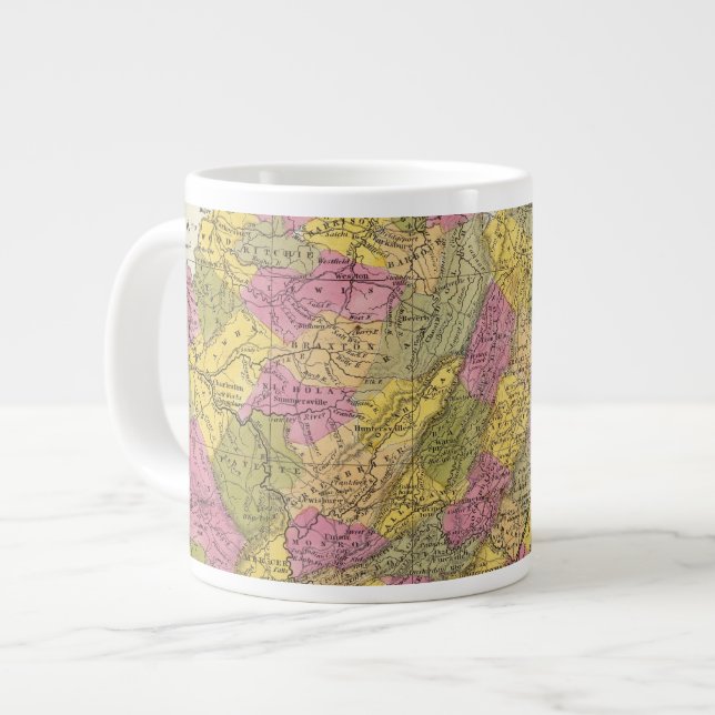 Taza De Café Grande Nuevo Mapa De Virginia (Izquierda)