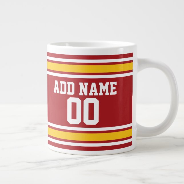 Taza De Café Grande Número de nombre personalizado de Jersey de Sports (Derecha)